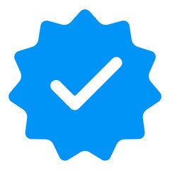 Blue verified check mark badge design