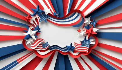 America independence day with american flag confetti and celebrations background
