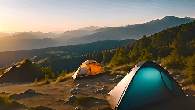 Tents on Mountain Top Generative AI