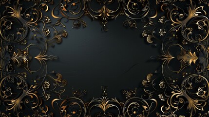 ornament background  features intricate gothic-style ornamentation with a striking contrast of gold and dark blue, perfect for themes involving luxury, elegance, and historical artistry