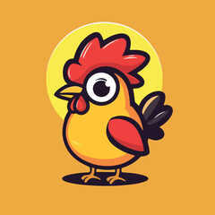 Cute chicken rooster mascot vector illustration