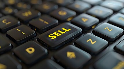 Sell Button on Computer Keyboard Symbolizing Online Commerce and Financial Transactions