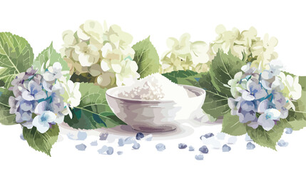 Beautiful spa composition with hydrangea flowers and 