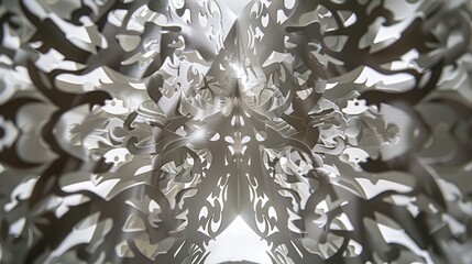 Intricate paper cut-out design forming a symmetrical pattern with decorative elements