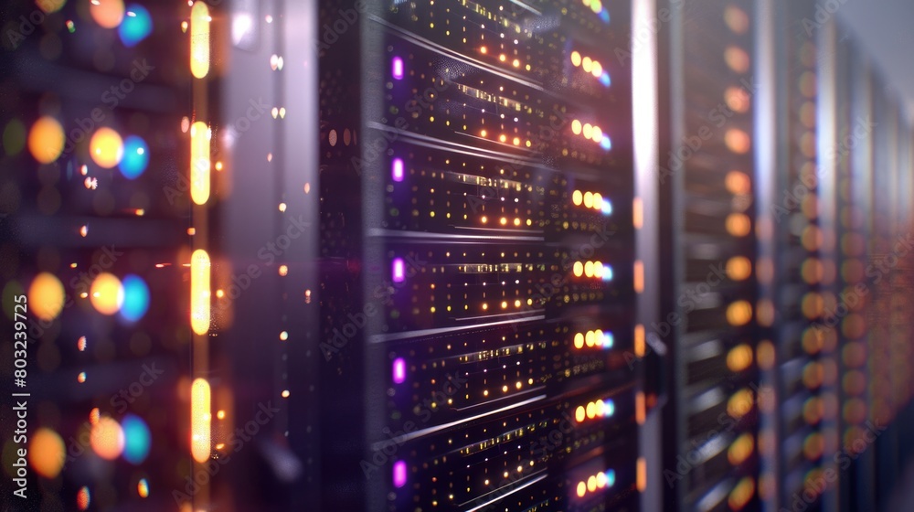 Aufkleber A row of servers in a data center. Ideal for technology and networking concepts