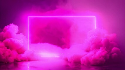 A rectangular neon frame in hot pink pulsating gently around a simple quote about positivity