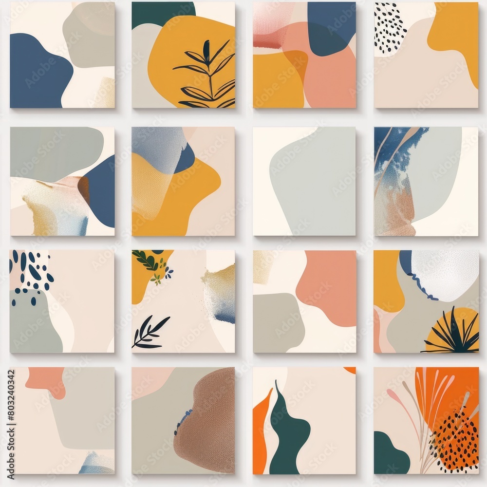Poster various shapes and sizes of abstract paintings, perfect for art projects