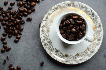 coffee beans and cup