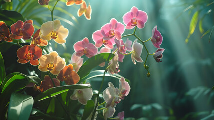Colorful orchids in the tropical forest