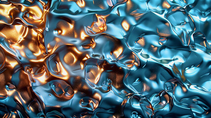 液体金属の波に反射するイルミネーションのアブストラクトイメージ