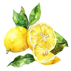 Refreshing watercolor art featuring vibrant lemon slices