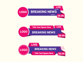 TV News Bars Set Vector. Breaking news lower third. Streaming Video News Sign. Sport News.