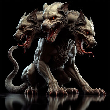 Cerberus, the mythological dog with three heads guardian of the entrance to the underworld.