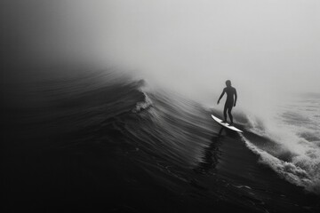 A man riding a wave on top of a surfboard. Suitable for sports and recreation concepts