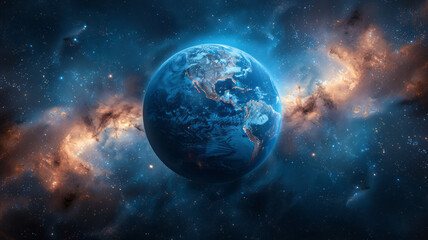 Fototapeta premium earth in the space, center generative ai