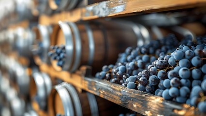 Making grape wine crush grapes remove stems ferment juice alcoholize and age. Concept Wine Making, Grape Crushing, Fermentation Process, Alcoholization, Aging Process