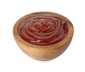 Tasty barbecue sauce in bowl isolated on white