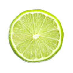Slice of fresh green ripe lime isolated on white