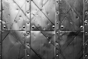 Close up of a metal surface with rivets, suitable for industrial themes