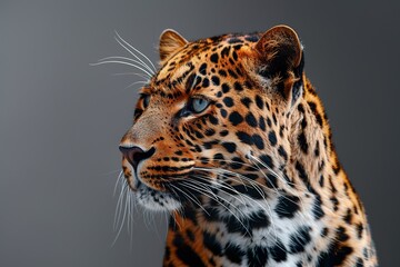 close-up portrait of a majestic and proud leopard2/3 profile, award-winning National Geographic style photo