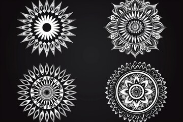 A set of four elegant black and white floral designs. Perfect for various design projects