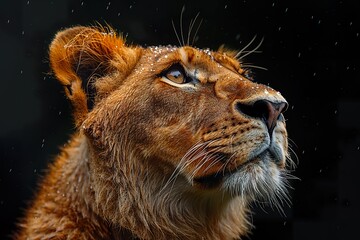 close-up portrait of a majestic and proud lion, 2/3 profile, award-winning National Geographic style photo