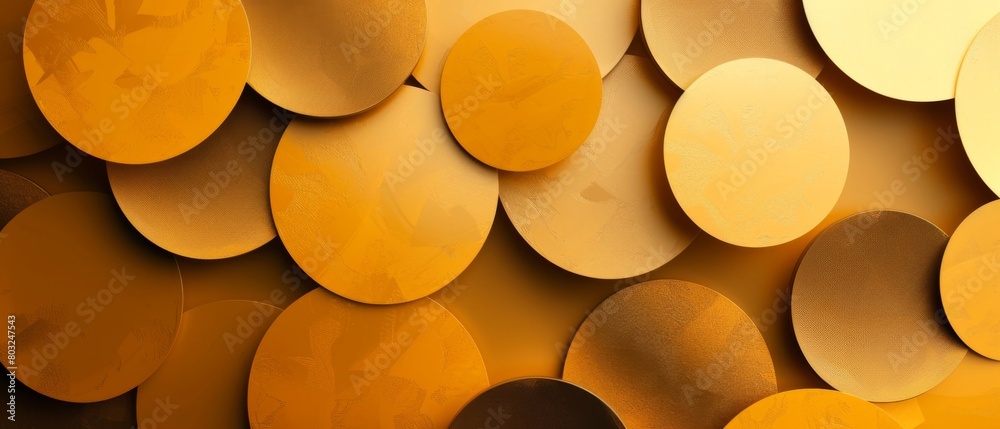 Aufkleber abstract golden gold circular paper cut overlapping paper circles texture background banner panorama