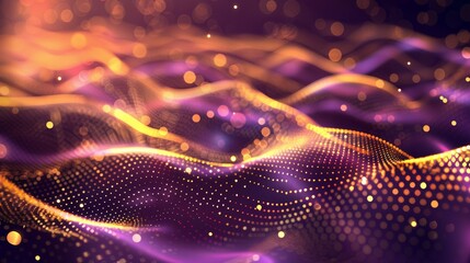Abstract futuristic background with blue and gold glowing neon moving high speed wave lines and bokeh lights. Visualization of sound waves. Data transfer concept. Fantastic wallpaper