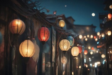 lanterns at night