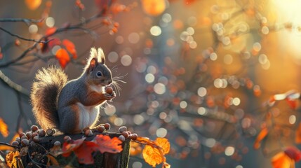 cute squirrel eating a nut