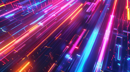 Abstract background with colorful glowing lines and stripes AI generate image.