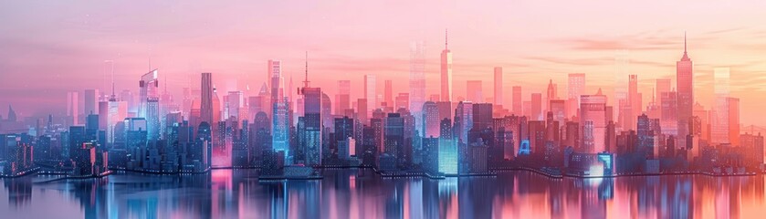 Fototapeta premium A timelapse video of a citys data usage, showing the ebb and flow of information throughout the day and night