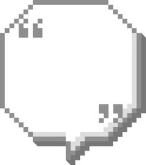 3d 8bit retro game pixel speech bubble balloon with quotation mark, icon sticker memo keyword planner text box banner, flat png transparent element design