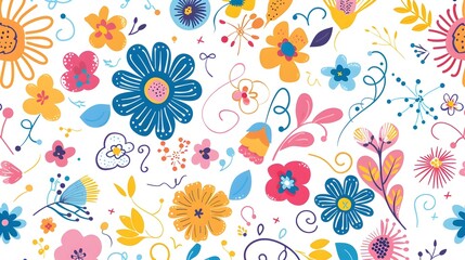 Vibrant Floral Pattern with Swirling for Decorative Designs