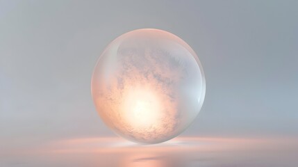 Luminous Frosted Glass Sphere Floating in Minimalist Setting