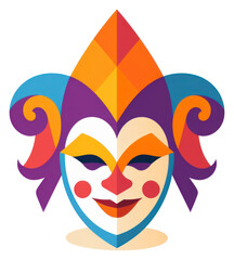 PNG  Mardi gras clown carnival shape white background.