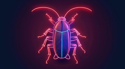 cockroach icon. Elements of pest control and insect in neon style icons. Simple icon for websites