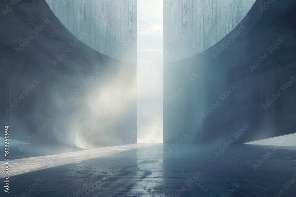 Poster a bright light emanates from an empty room. perfect for illustrating hope or new beginnings