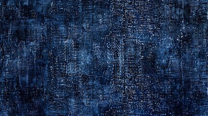 Seamless Denim Textile Tile with Interlaced Threads and Faded Vintage Texture