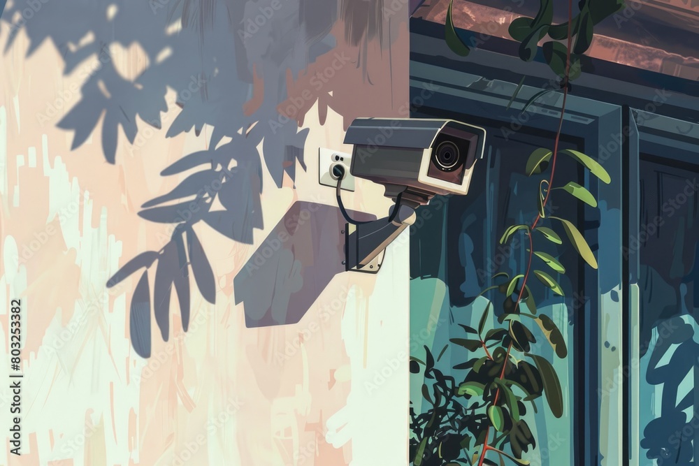 Aufkleber surveillance camera mounted on the side of a building. ideal for security concepts