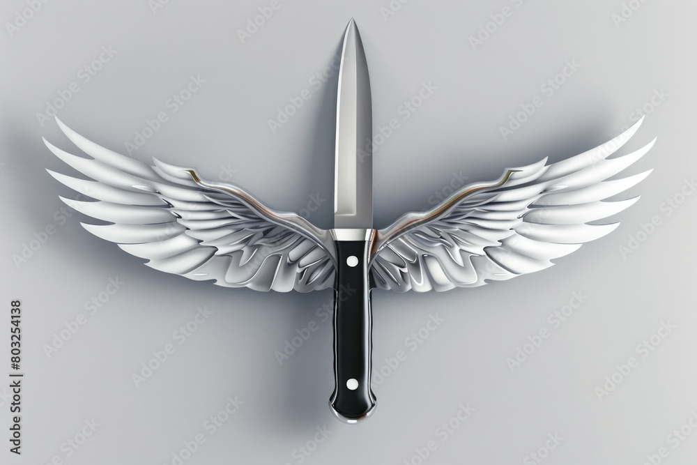 Aufkleber a unique image of a knife with wings, suitable for various creative projects