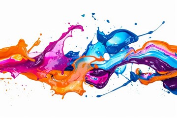 vibrant liquid paint splash in multiple colors isolated on white background abstract fluid art illustration