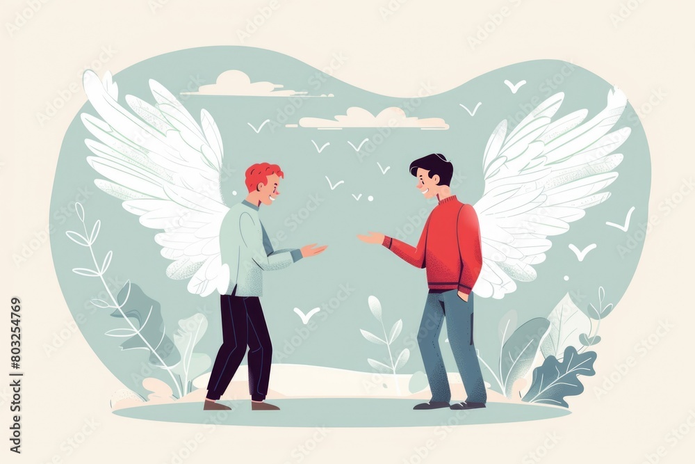 Poster a man and a woman standing side by side. suitable for various concepts and designs