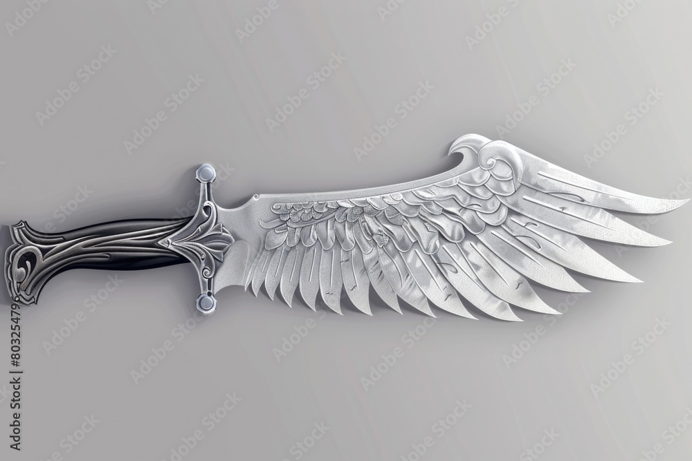 Poster a unique sword with wings design, perfect for fantasy-themed projects