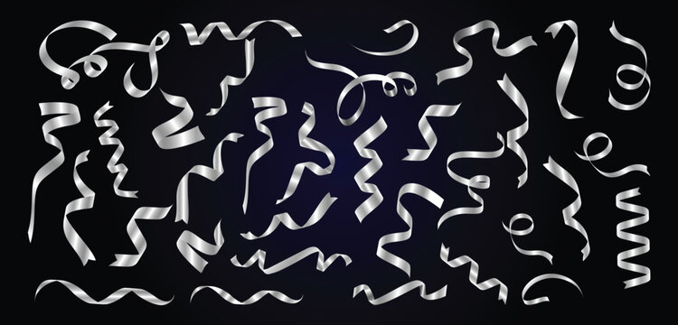 Smooth, realistic silver ribbon collection.