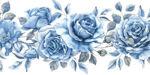 A beautiful painting of blue roses, perfect for various design projects
