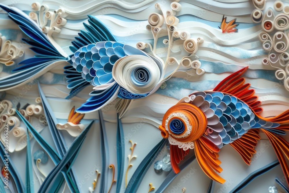 Poster close up of a paper fish, suitable for various design projects