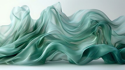 Captivating Green Fabric with Ethereal Beauty in Organic Movement