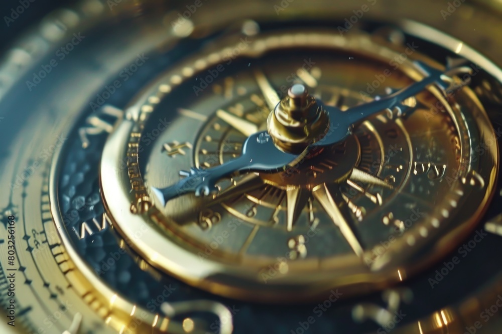 Poster detailed view of a gold and black clock, perfect for time management concepts