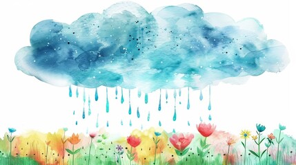 Fototapeta premium A beautiful watercolor painting of a rainy day